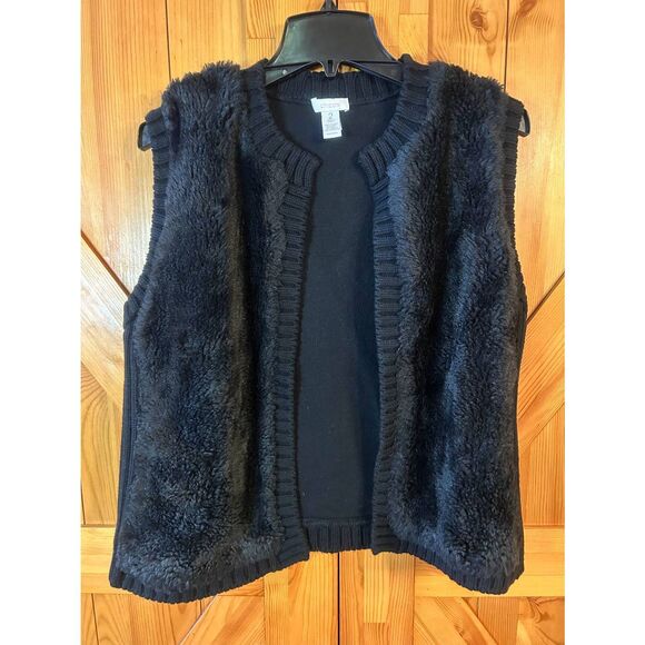Chico's Womens Knit Faux Fur Open Front Sweater Vest Size 2=Med (5355) - Picture 1 of 4